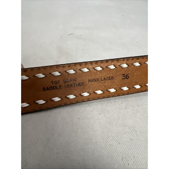 Silver Plated “END OF THE TRAIL” Indian Art Southwestern Belt Buckle Tooled Belt - Picture 10 of 11